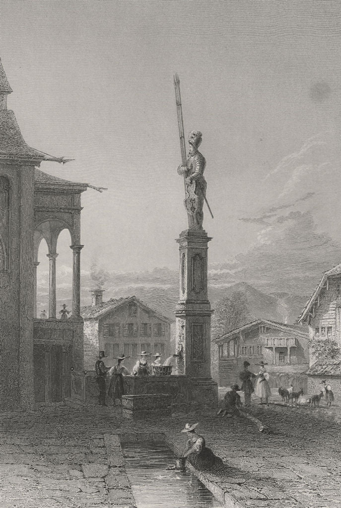 SWITZERLAND. Statue of Arnold of Winkelried (Stantz, Unterwalden). BARTLETT 1836